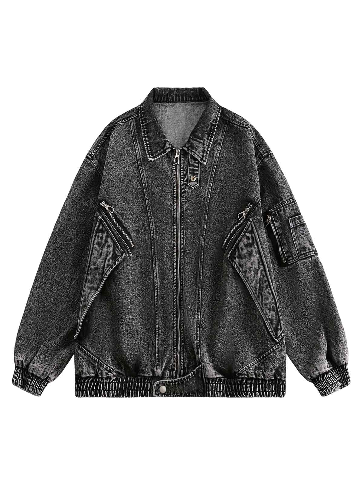 Dekonstruierte Jeansjacke mit Stehkragen
