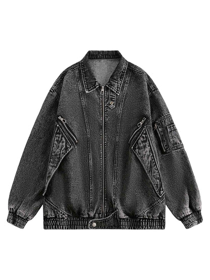 Dekonstruierte Jeansjacke mit Stehkragen