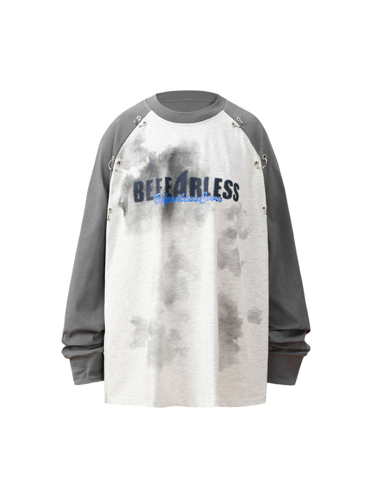 Thesupermade – Langärmliges T-Shirt mit Splatter-Ösen und Nieten