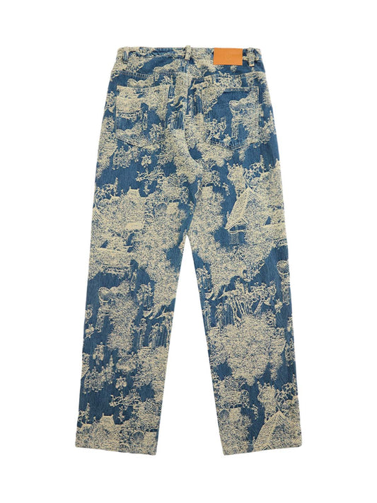 Gerade Jeans im Landscape-Jacquard-Stil