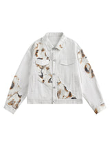 Thesupermade Amerikanische Jeansjacke mit Retro-Spitzen-Patchwork 