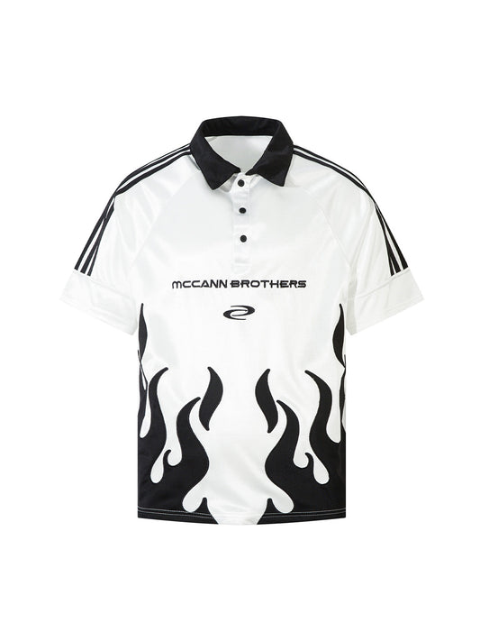 Polo-T-Shirt mit Street-Flammen-Stickerei