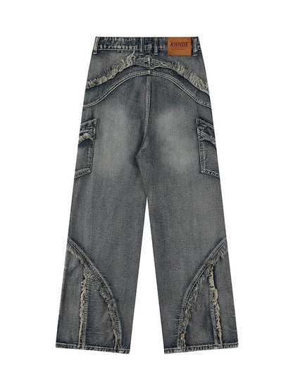 Thesupermade – Baggy-Jeans mit verwaschenen Seitentaschen und Raw Edge – 2303