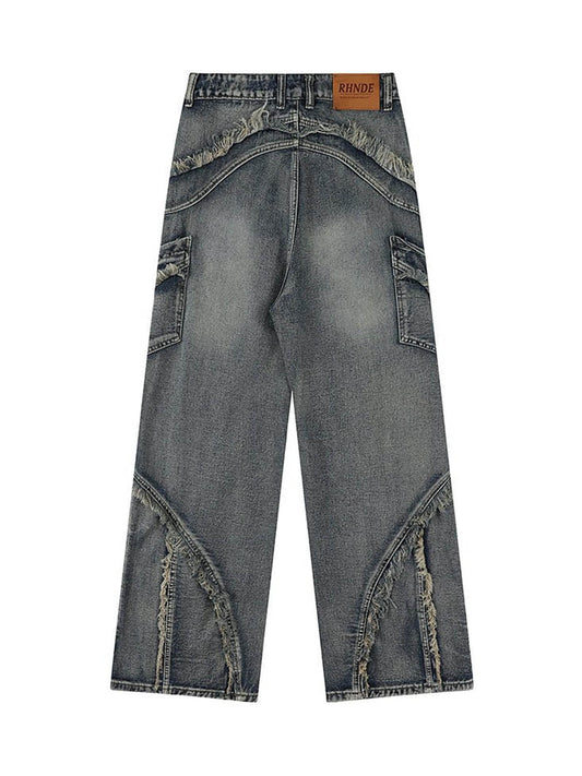 Thesupermade – Baggy-Jeans mit verwaschenen Seitentaschen und Raw Edge – 2303