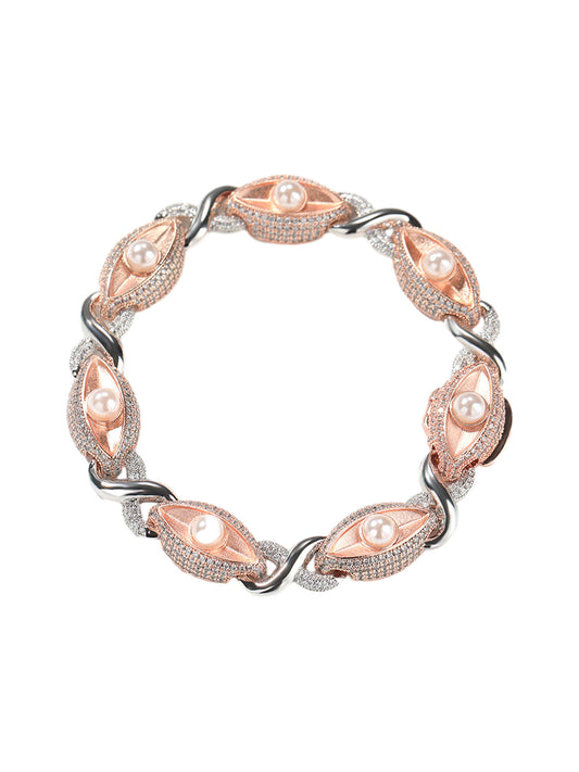 Sandgestrahltes Perlenauge-Hotfix-Strass-Kupferarmband