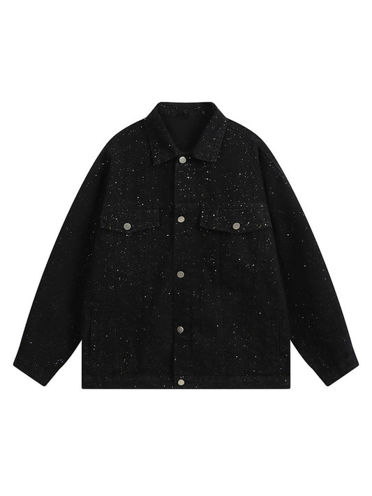 Jeansjacke mit Distressed-Pailletten-Design