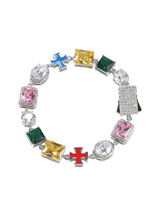 Bunte Zirkon Evil Eye Kreuz Halskette
