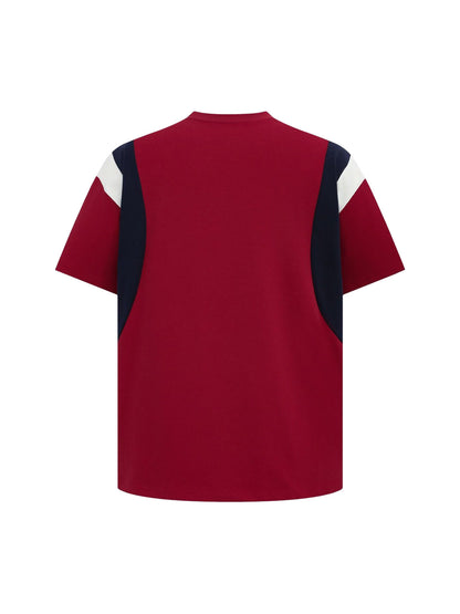 Retro Contrast Color Stitching Embroidered Letter Jersey T-shirt