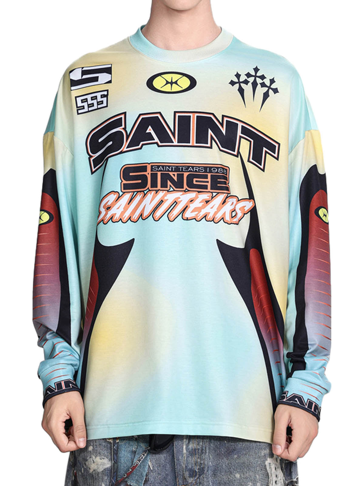 Langarm-T-Shirt aus Jersey mit Batikmuster