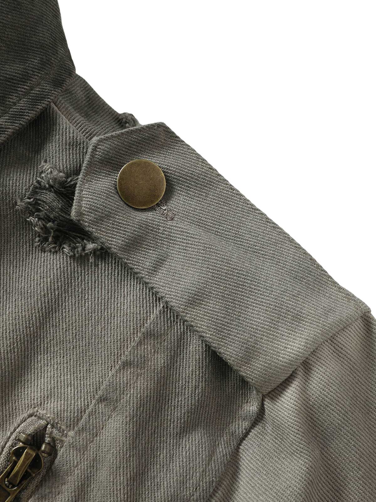 Distressed-Jeansjacke mit unregelmäßigem Reißverschluss