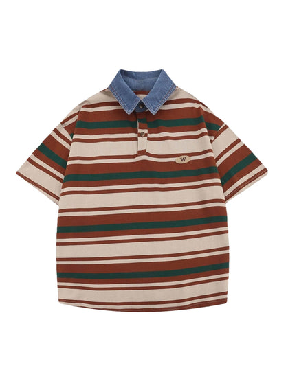 Thesupermade Vintage-Poloshirt mit Streifen – 2165 