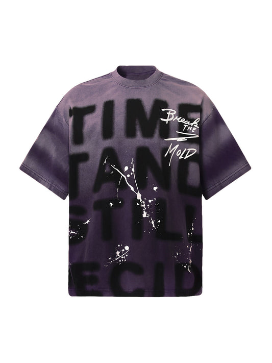 T-Shirt mit Tintenspritzer-Buchstaben-Print