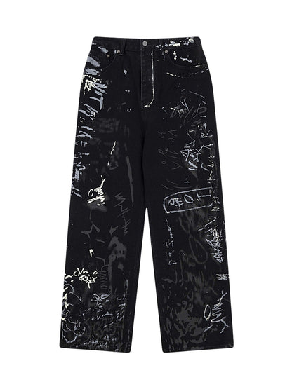 Thesupermade Jeans mit amerikanischem Graffiti-Buchstabendruck – 1914 