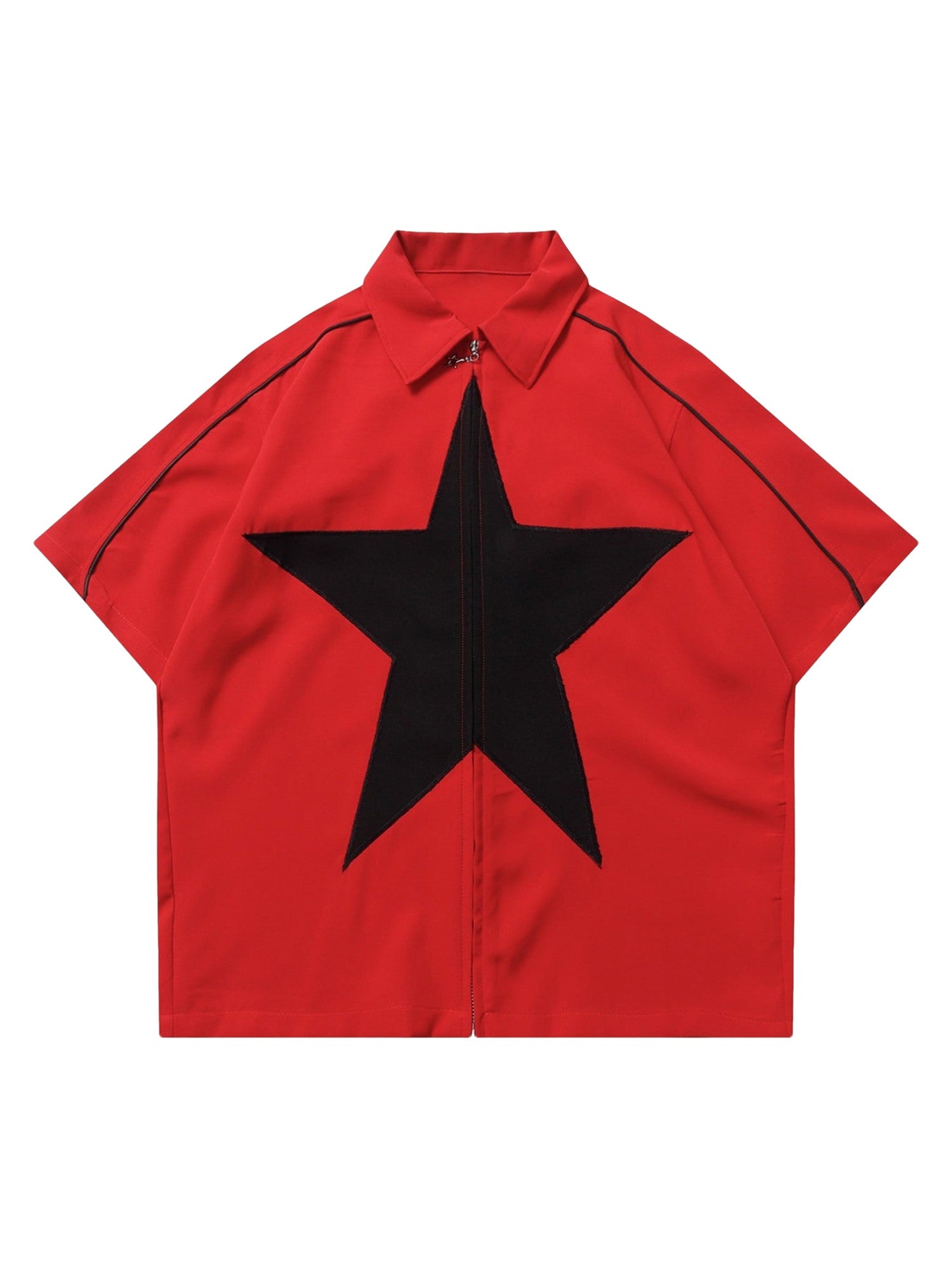 Thesupermade Shirt mit Reißverschluss und Stern-Design -1575 