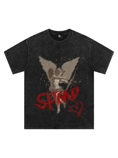 Thesupermade – T-Shirt mit verwaschenem Engel-Print 