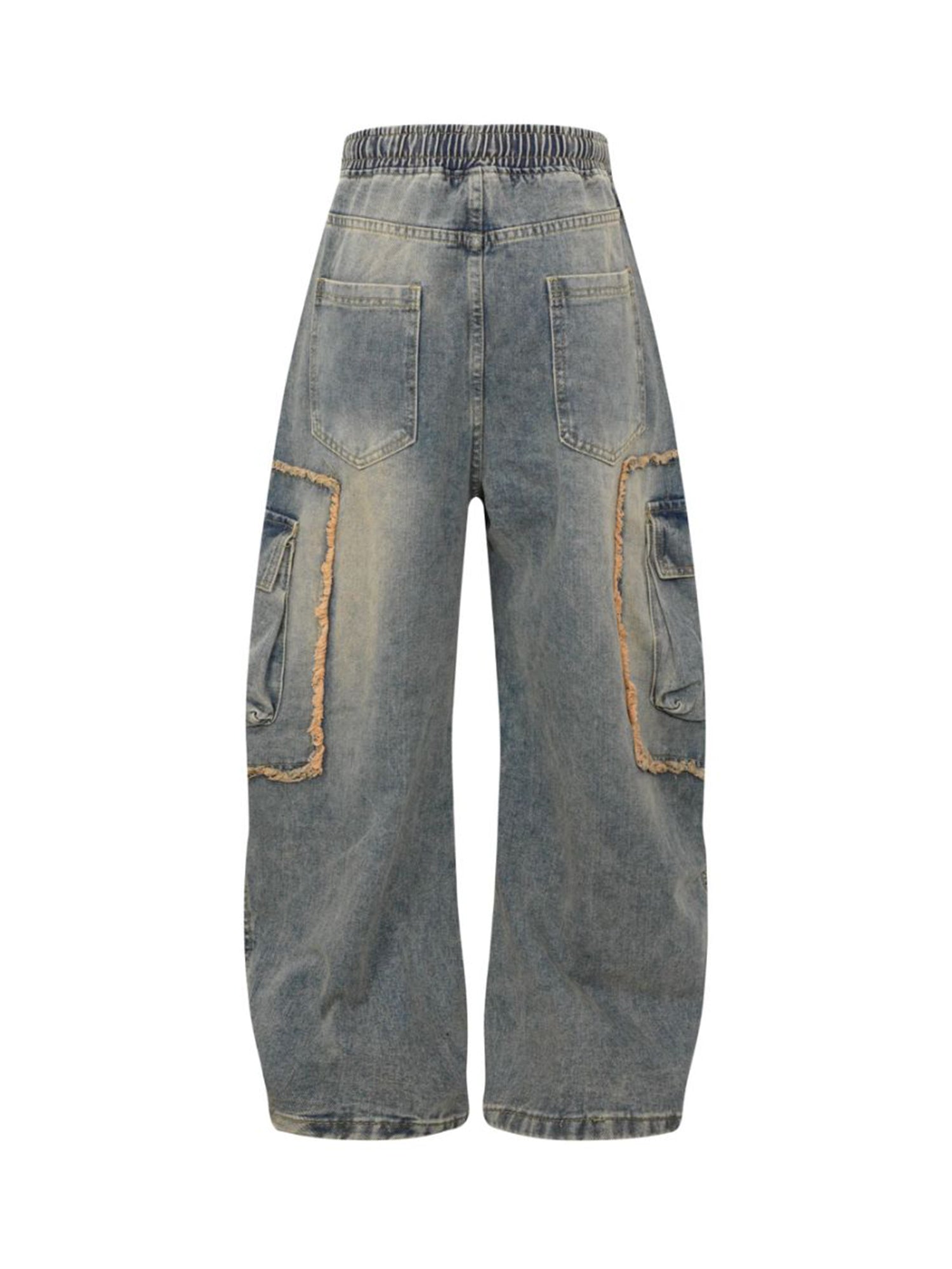 Cargo-Jeans im Used-Look mit Kordelzug und Raw Edge