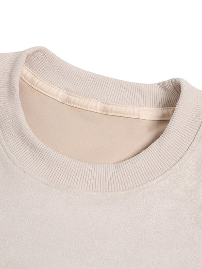 T-Shirt aus Wildleder mit Rundhalsausschnitt und Metallic-Print