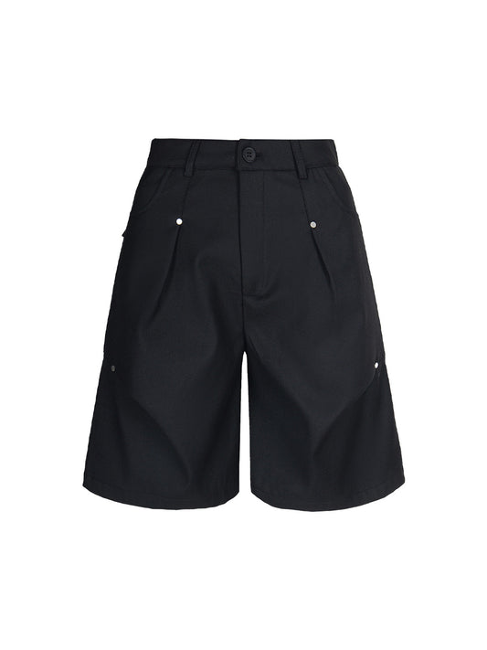 Street Retro Plissee-Shorts mit Nieten