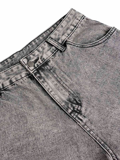 Thesupermade Washed Multi-pocket Cargo Jeans
