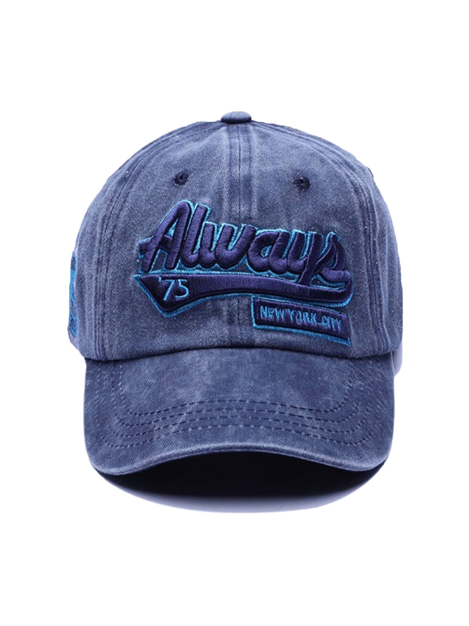 Thesupermade – Baseballkappe aus gewaschenem Denim mit Stickerei im Vintage-Stil 