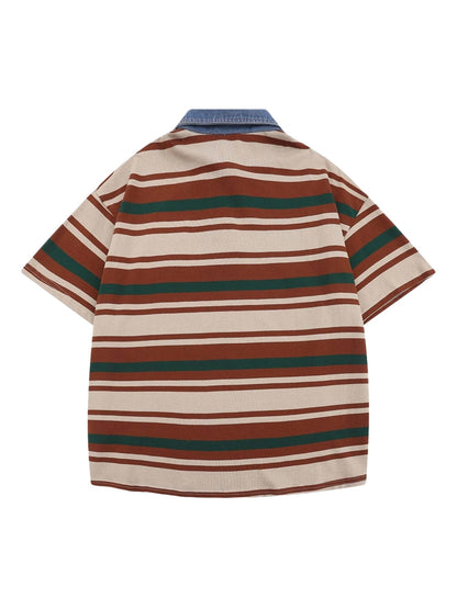 Thesupermade Vintage-Poloshirt mit Streifen – 2165 