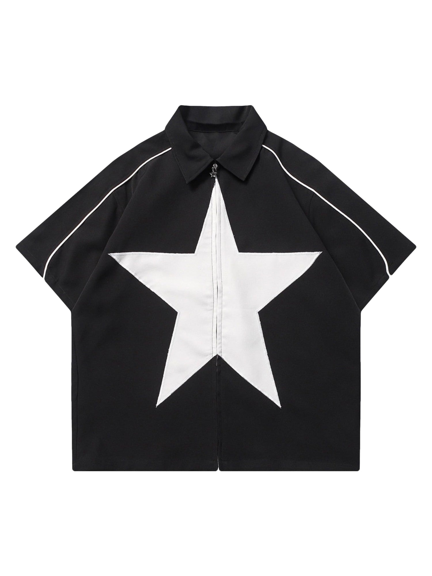Thesupermade Shirt mit Reißverschluss und Stern-Design -1575 