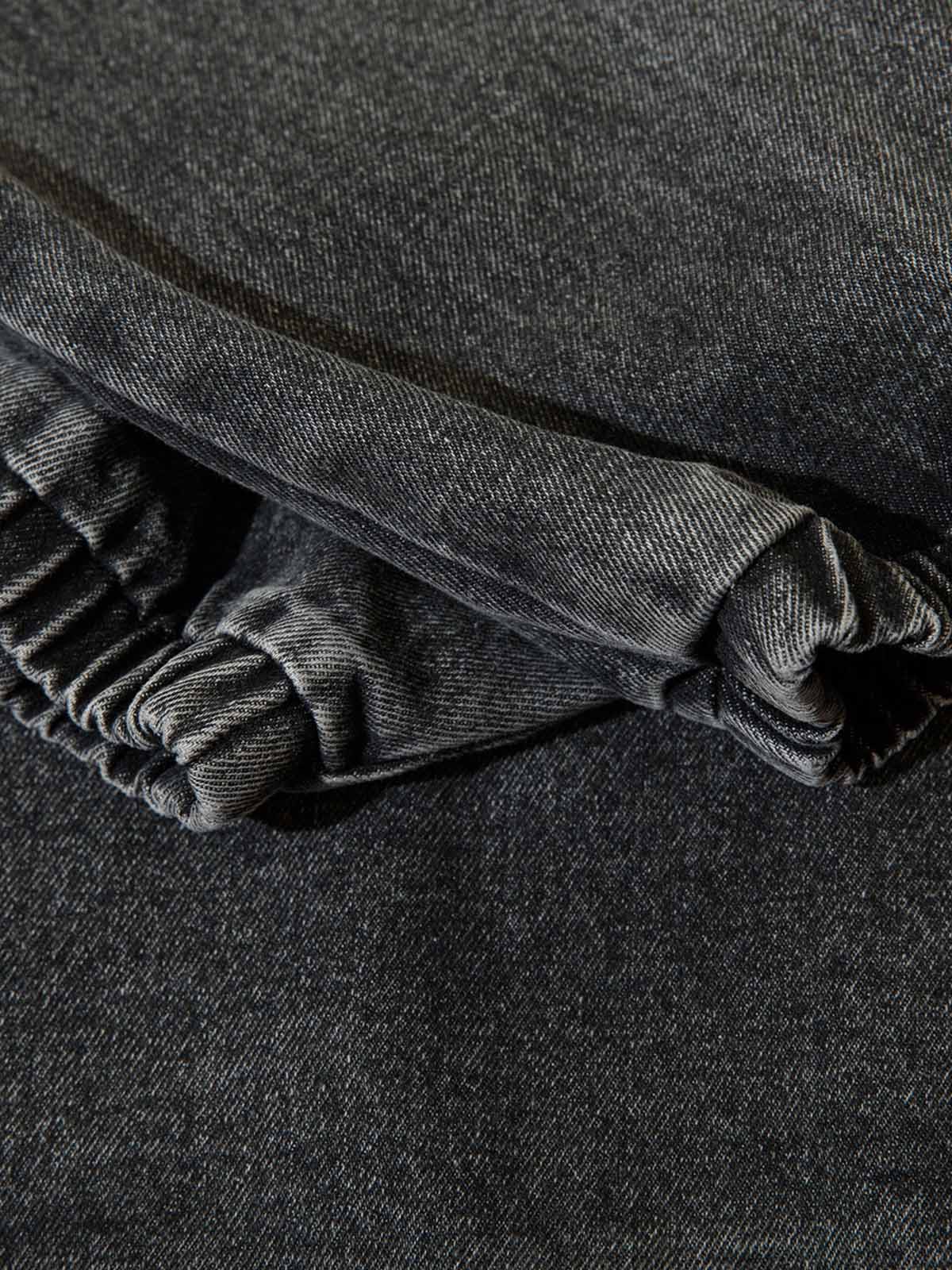 Verwaschenes Denim-Sweatshirt mit Kapuze und Metallreißverschluss im Used-Look