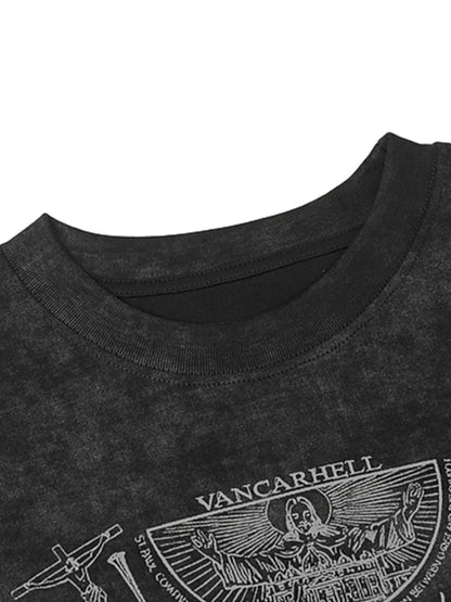 Vintage Cross Figure Print T-shirt