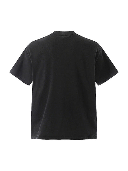 Badge Print Distressed Short Sleeve T-Shirt