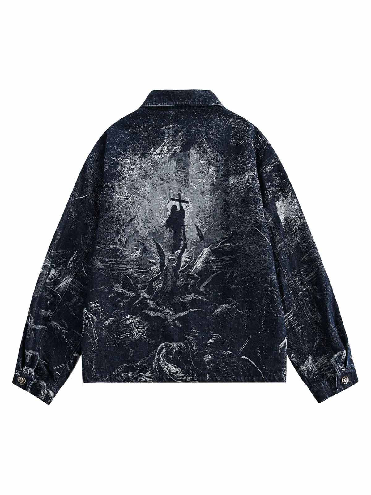Jeansjacke mit gekreuztem Jacquard-Reißverschluss