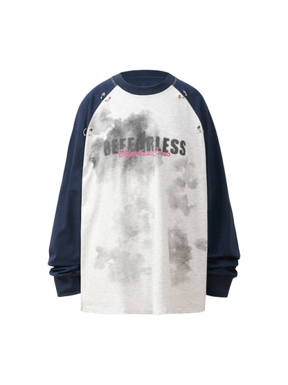 Thesupermade – Langärmliges T-Shirt mit Splatter-Ösen und Nieten