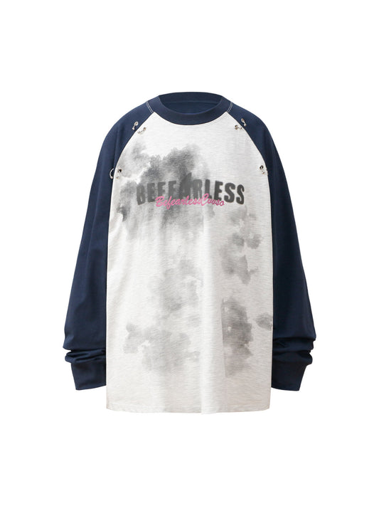 Thesupermade – Langärmliges T-Shirt mit Splatter-Ösen und Nieten