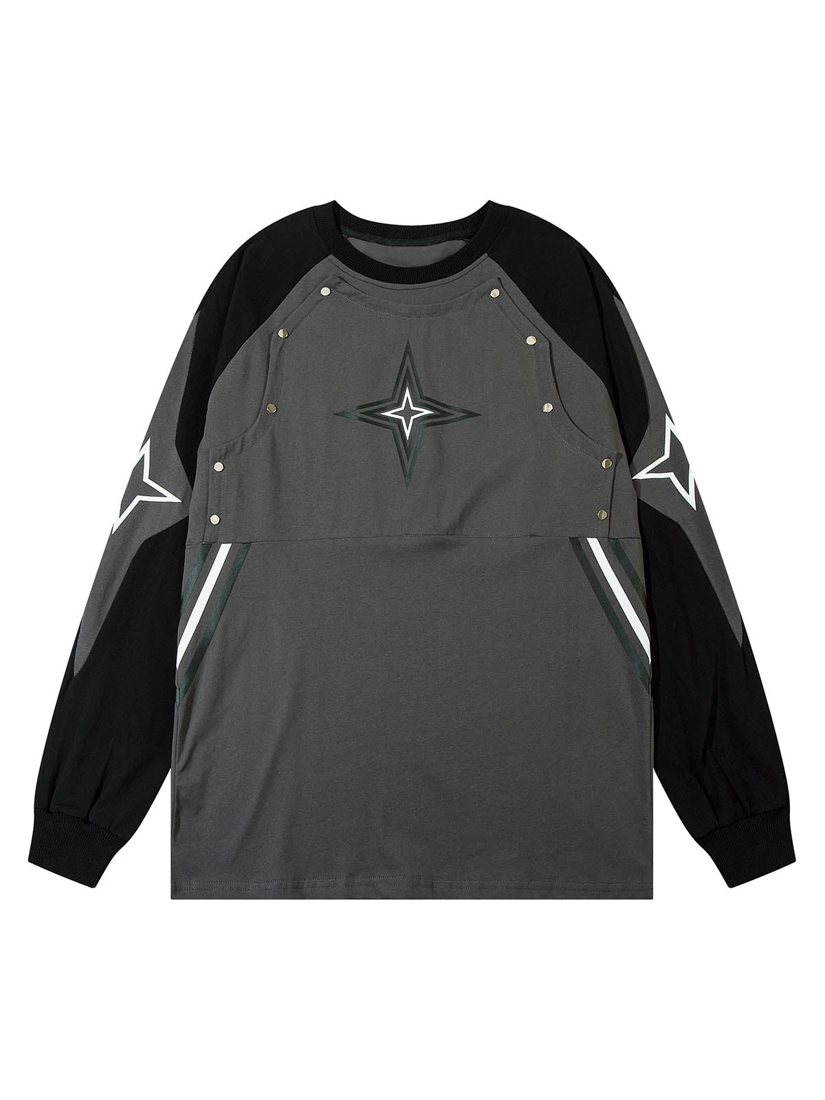 Thesupermade – Langärmliges T-Shirt mit Sternstickerei und Nieten