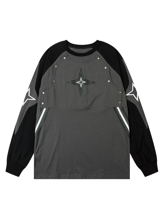 Thesupermade – Langärmliges T-Shirt mit Sternstickerei und Nieten