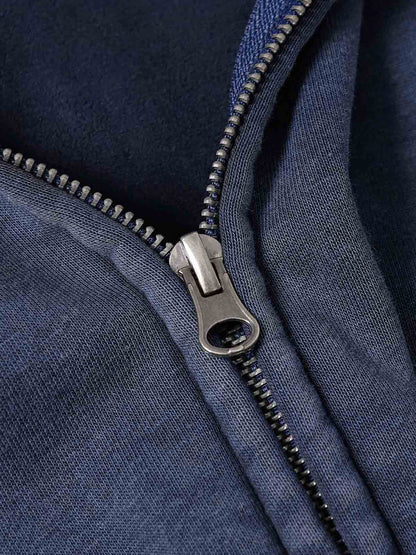 Wasteland Style Washed Zipper Up Sweatshirt