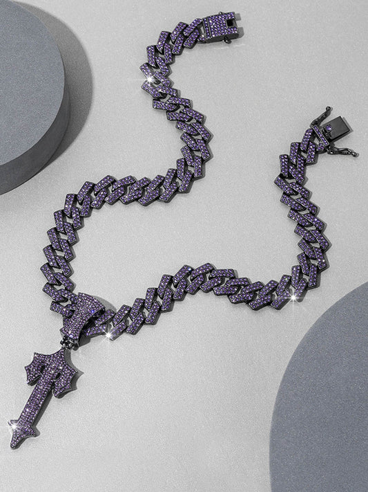 Thesupermade – Kubanische Halskette mit lila Diamanten