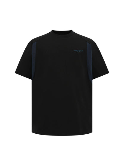 Retro Contrast Color Embroidered Letter T-shirt