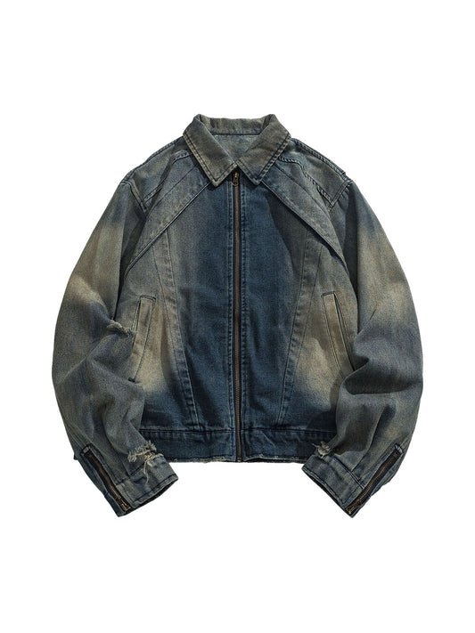 Thesupermade High Street Hip-Hop Distressed Washed Jeansjacke – 2242