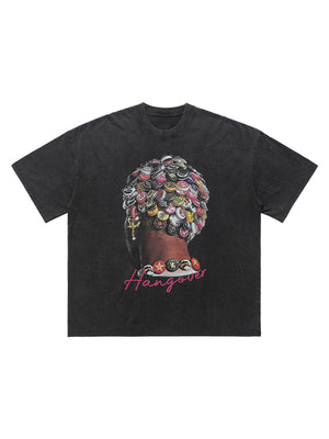 Street Washed Portrait Print T-shirt