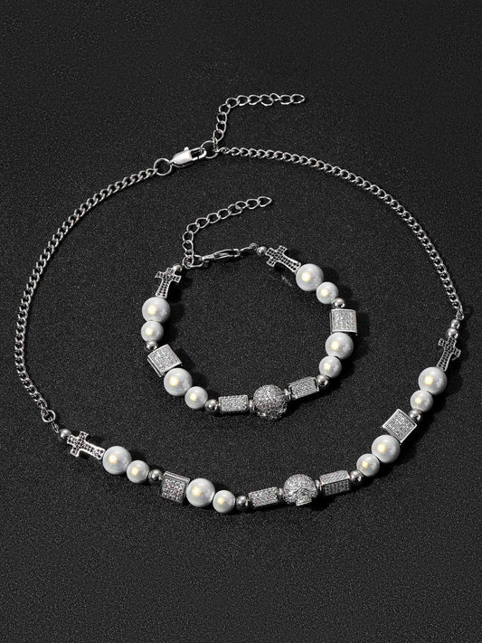 Thesupermade – Armband aus Edelstahl mit Totenkopf-Diamanten 