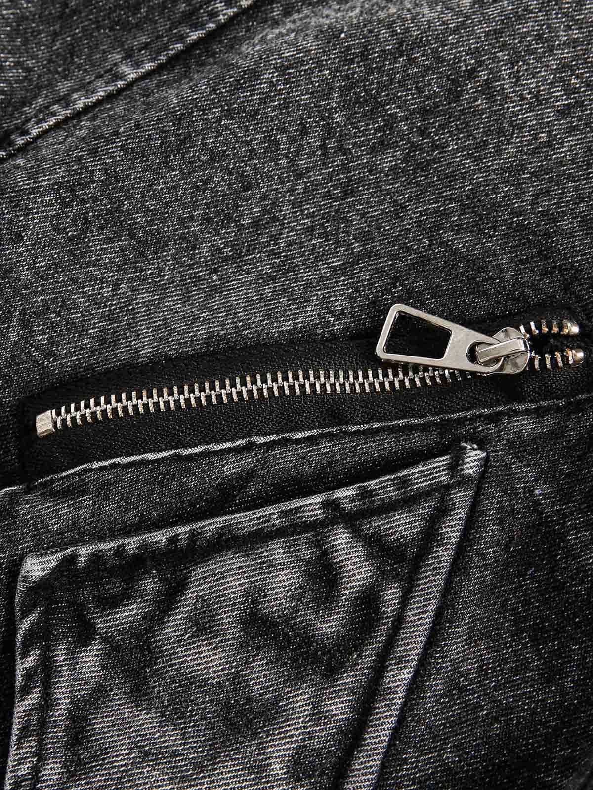 Dekonstruierte Jeansjacke mit Stehkragen