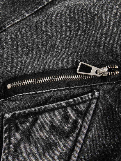 Dekonstruierte Jeansjacke mit Stehkragen
