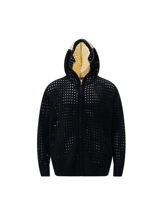 Thesupermade Cross Jacquard Kapuzenjacke mit durchgehendem Reißverschluss – 2254