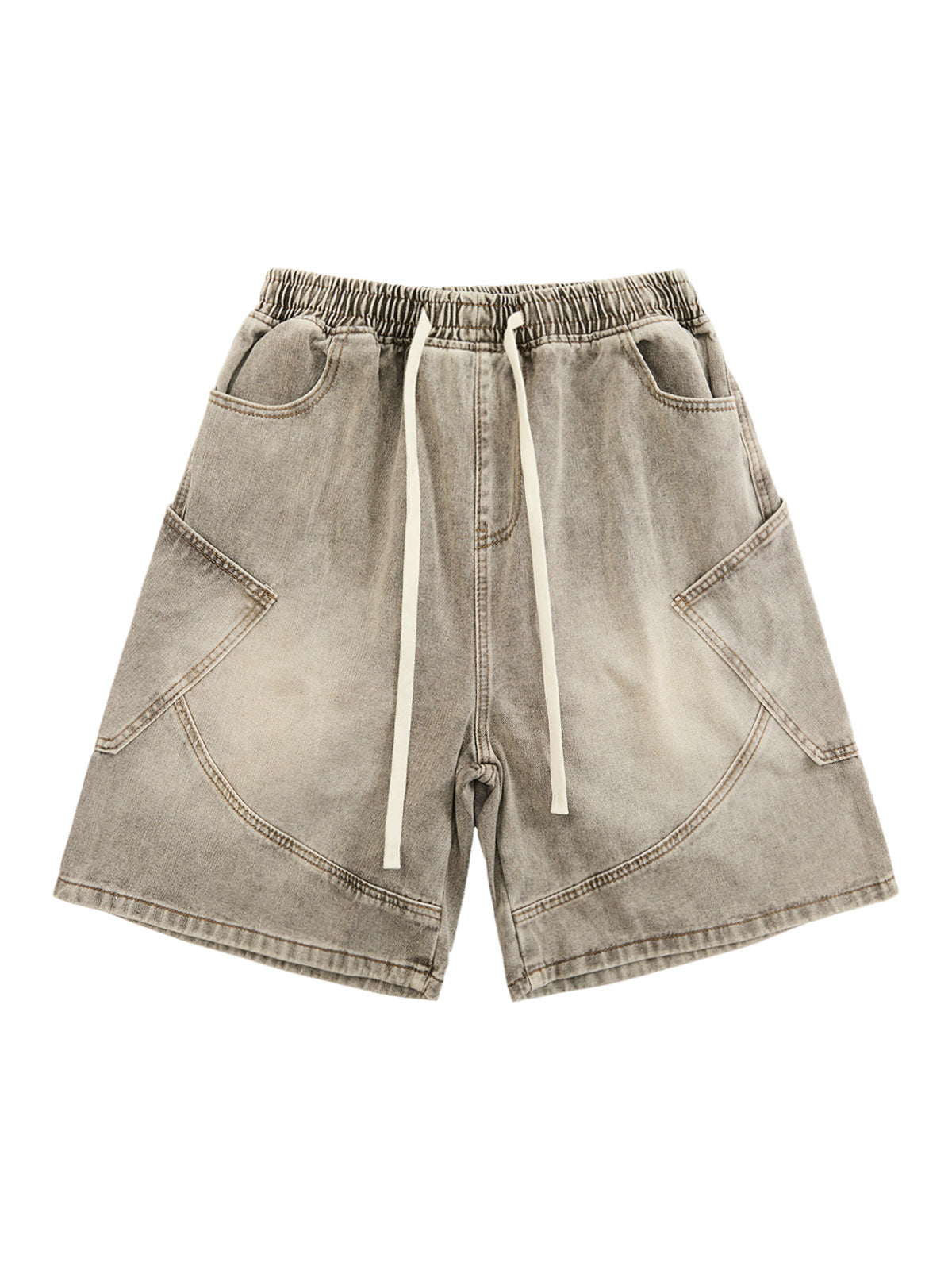 DEKONSTRUKTIERTE DENIM-SHORTS MIT KORDELZUG IM VINTAGE-WASCHVERKLEIDUNG