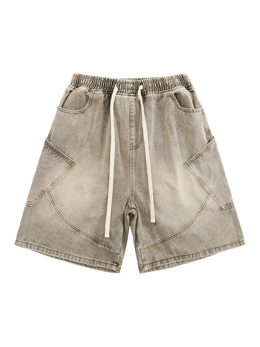 DEKONSTRUKTIERTE DENIM-SHORTS MIT KORDELZUG IM VINTAGE-WASCHVERKLEIDUNG