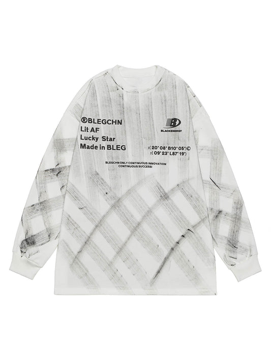 Langarm-T-Shirt aus Jersey mit handbemaltem Graffiti