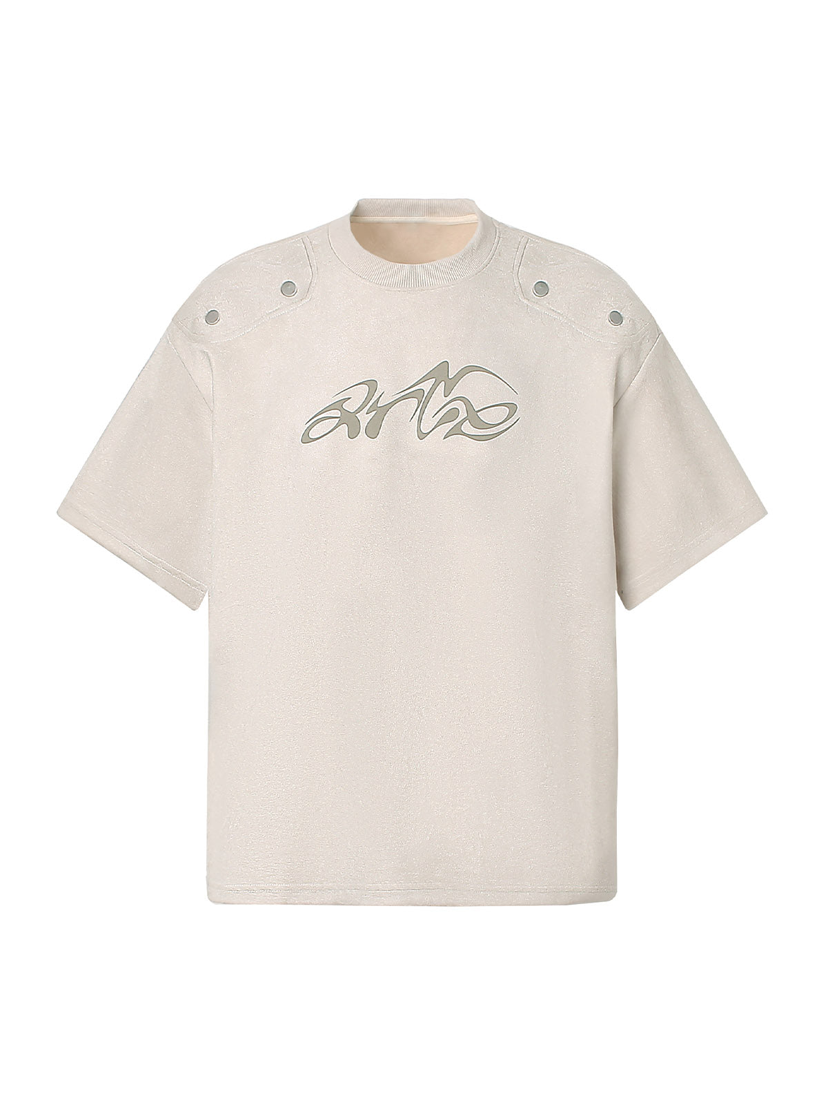 T-Shirt aus Wildleder mit Rundhalsausschnitt und Metallic-Print
