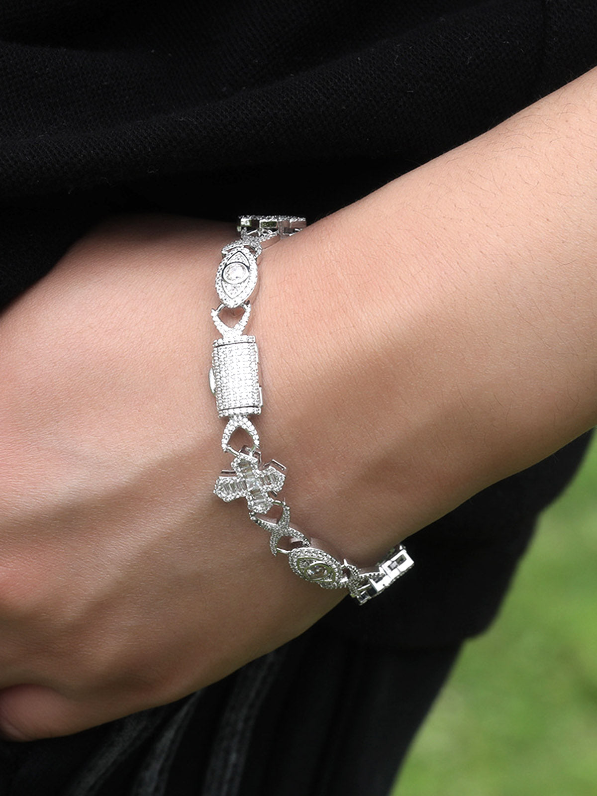 Evil Eye Kupfer Kreuz Armband