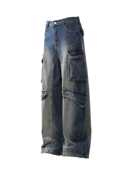 Stark gewaschene Baggy-Barrel-Jeans für Arbeitskleidung – 2337