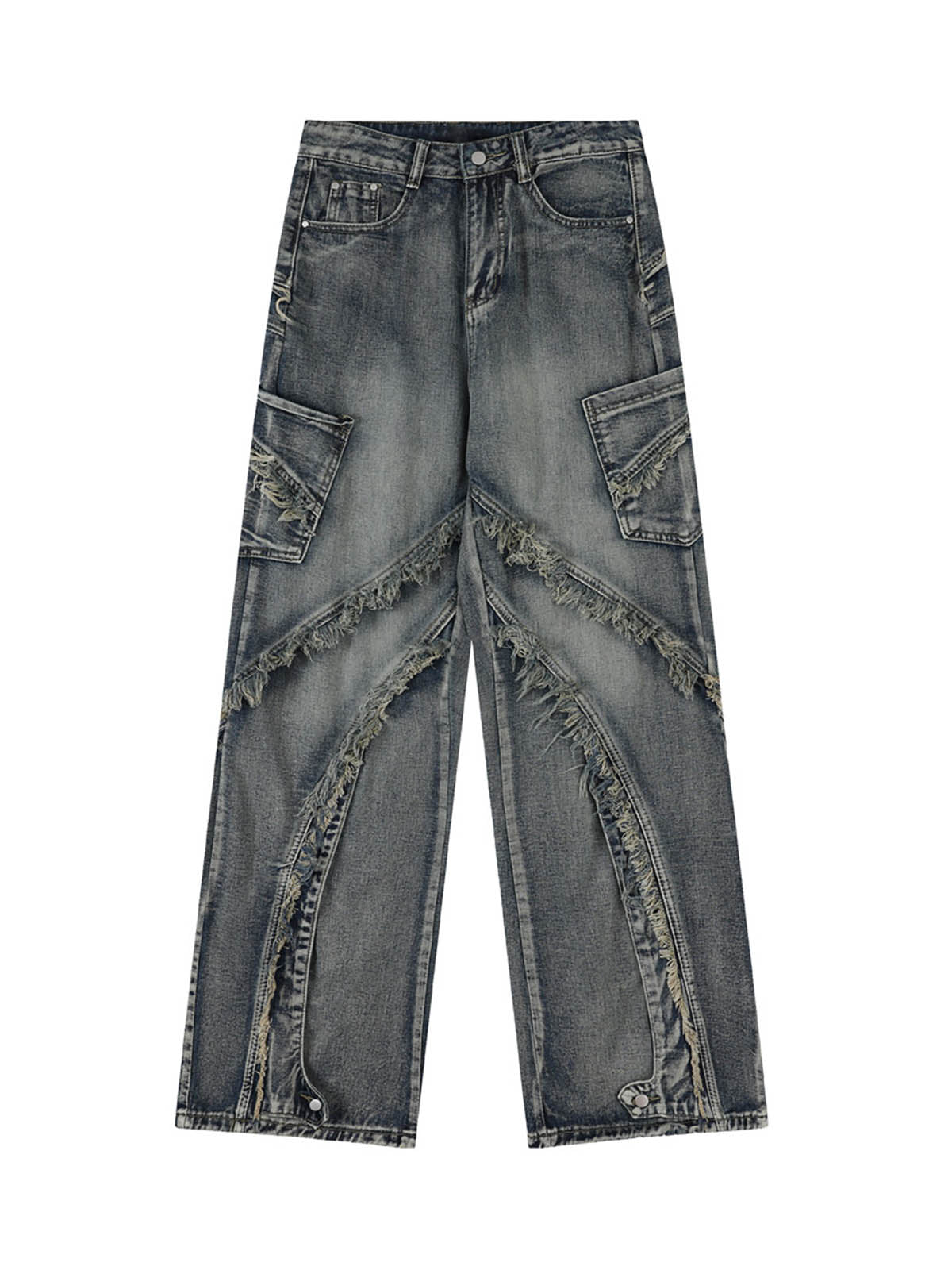 Thesupermade – Baggy-Jeans mit verwaschenen Seitentaschen und Raw Edge – 2303
